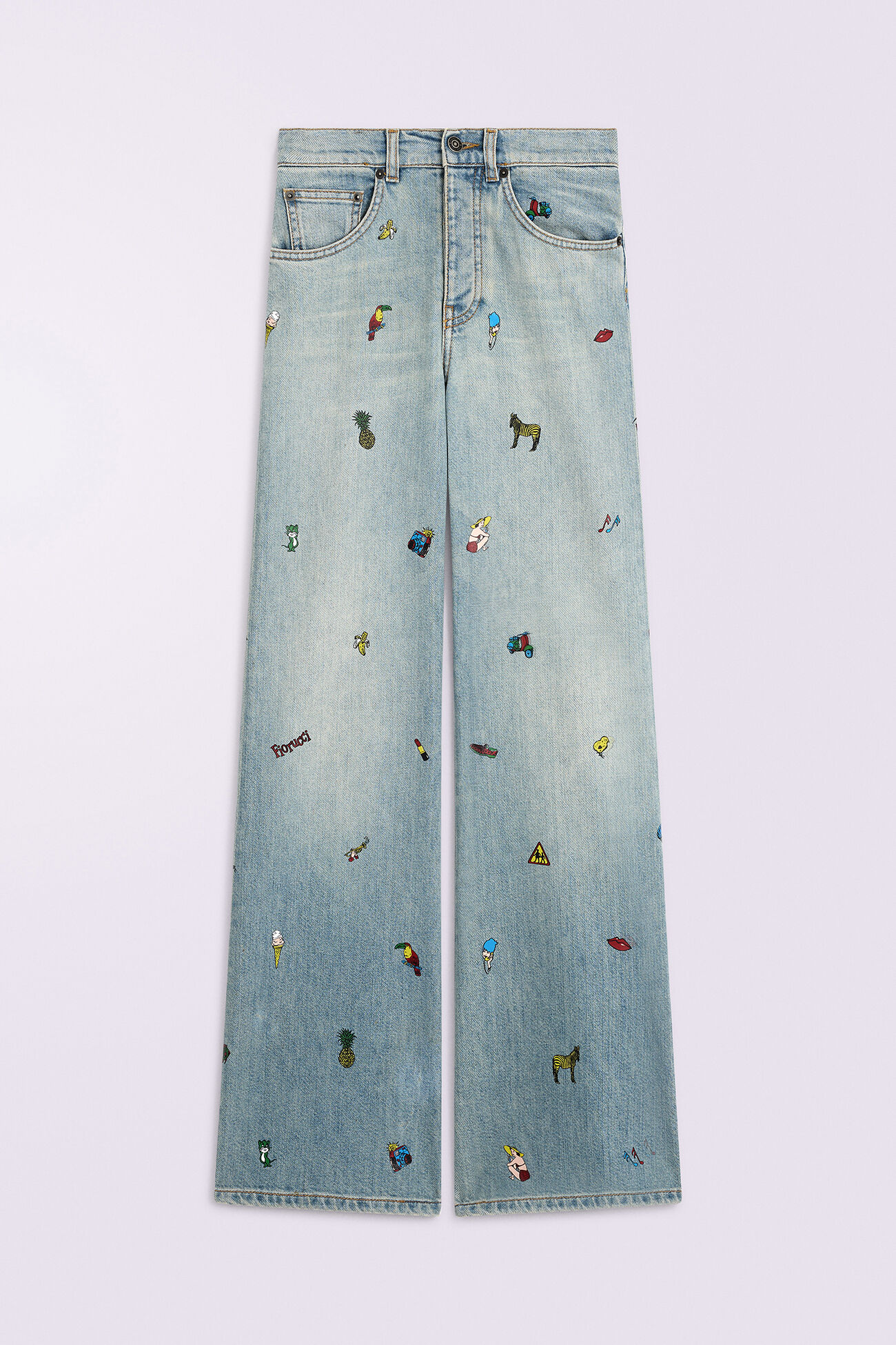 Toys Print Wide Leg Jeans Light Blue